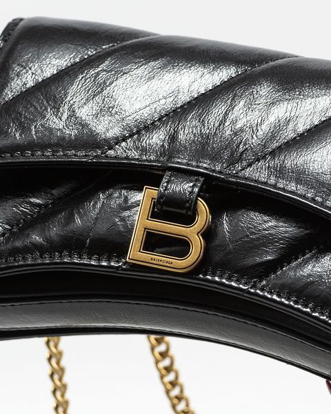 Cумка Balenciaga Crush Small Chain Bag in Black Quilted Leather/Gold Chain 18018 фото