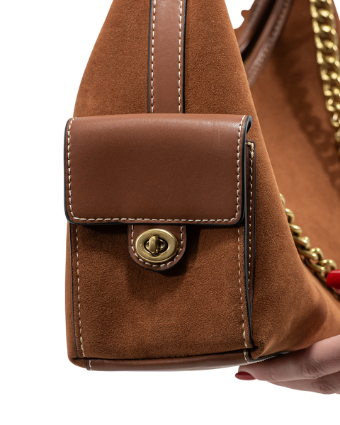 Сумка Coach Pocket Juliet 30 Bag in Honey Brown Suede/Brass Hardware 0476 фото
