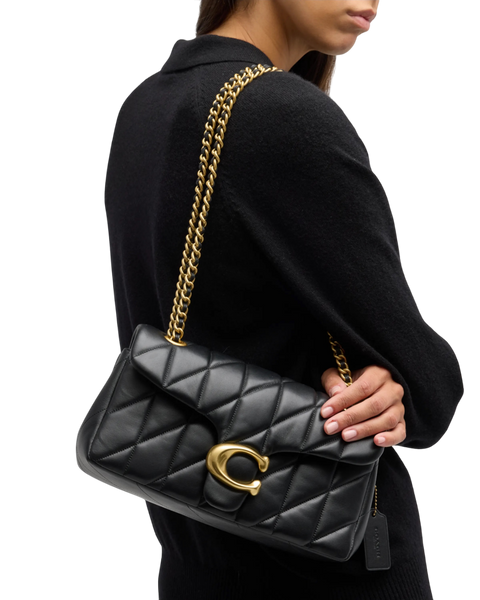 Сумка Coach Tabby Shoulder Bag 26 with Pillow Quilting Black/Brass Hardware 012296 фото
