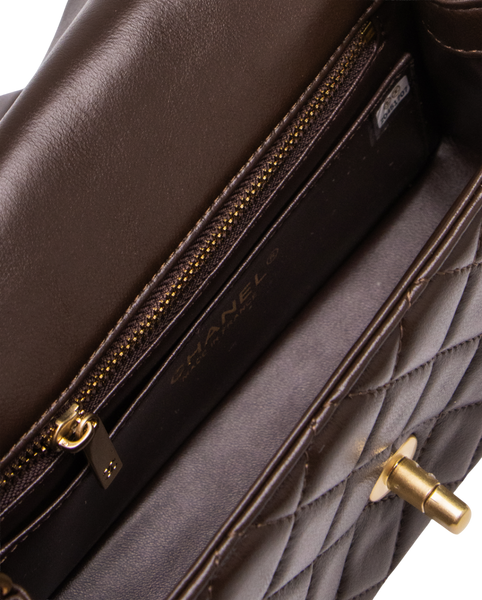 Сумка Chanel Classic 1.55 Small Single Flap in Chocolate Quilted Lambskin/Gold Hardware 240 фото