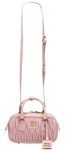 Сумка Miu Miu Arcadie Matelass&eacute; Nappa Regular Leather Bag in Powder Pink 451 фото
