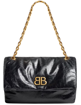 Сумка Balenciaga Monaco Medium Chain Shoulder Bag in Black Leather/Aged-Gold Hardware 169 фото