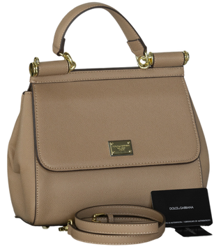 Сумка Dolce & Gabbana Sicily Large Bag in Beige Dauphine Calfskin 0314 фото