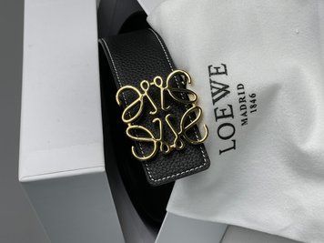 Ремінь Loewe Anagram Belt in Pebble Grain Calfskin Black/Gold 66129 фото