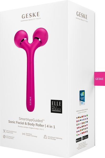 Електронний ультразвуковий ролик для обличчя та тіла Geske Sonic Facial&Body Roller 4in1 Magenta 0031 фото