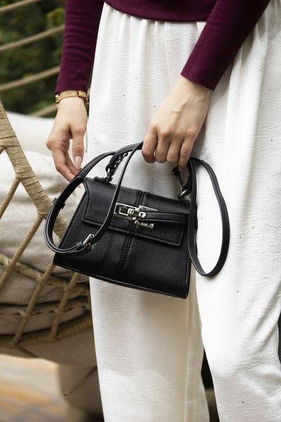 Сумка JW PEI Elise Top-Handle Bag in Black Leather/Palladium Hardware 0443 фото