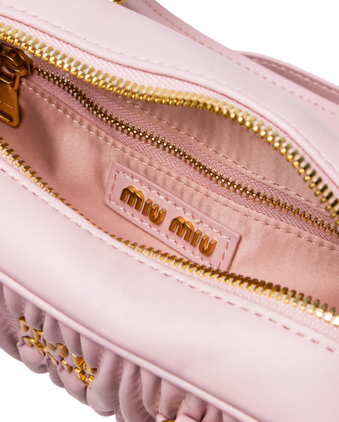 Сумка Miu Miu Arcadie Matelass&eacute; Nappa Regular Leather Bag in Powder Pink 451 фото