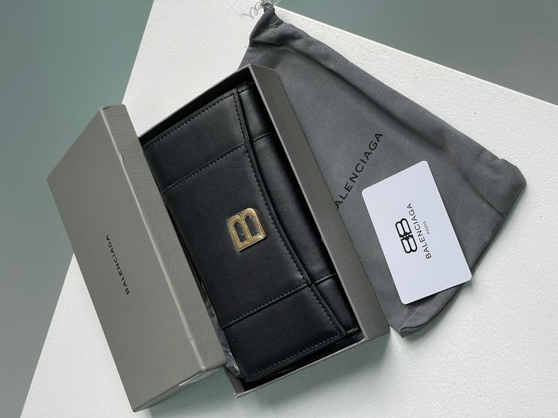 Кошелек Balenciaga Hourglass Continental Wallet Black 88168 фото