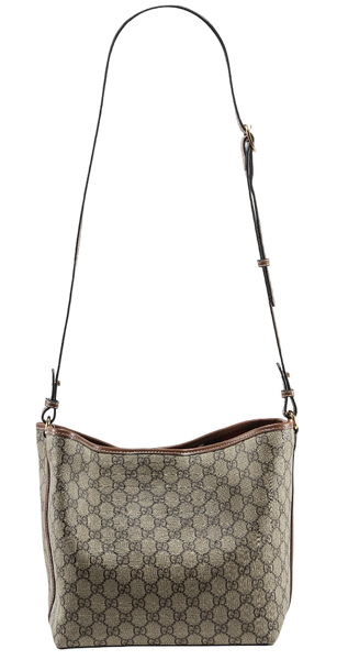 Сумка Gucci GG Emblem Medium Bucket Bag in Beige and Dark Brown New GG Monogram Coated Canvas 0411 фото