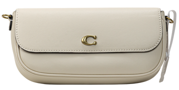 Сумка Coach Brook Flap Chain Bag in Chalk Leather with Brass Hardware Premium Quality 99741 фото