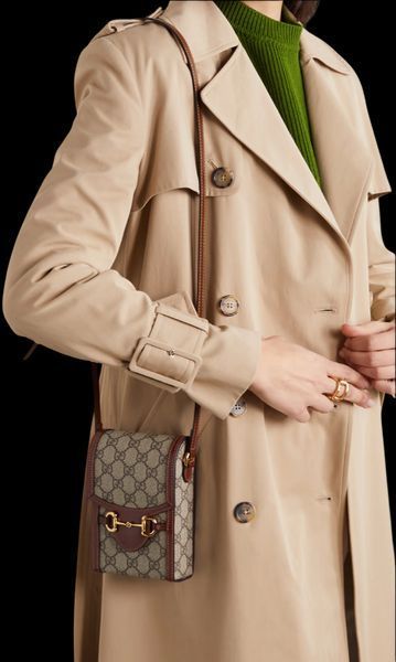 Сумка Gucci Horsebit 1955 Mini Bag in Brown/Beige GG Supreme Canvas/Gold Hardware 136 фото