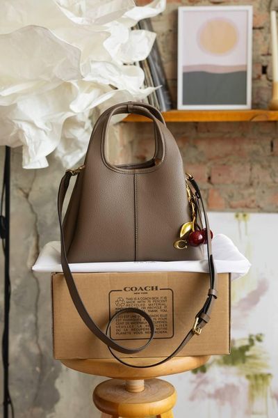 Сумка Coach Lana Shoulder Bag in Polished Pebble Leather Dark Stone 0511 фото