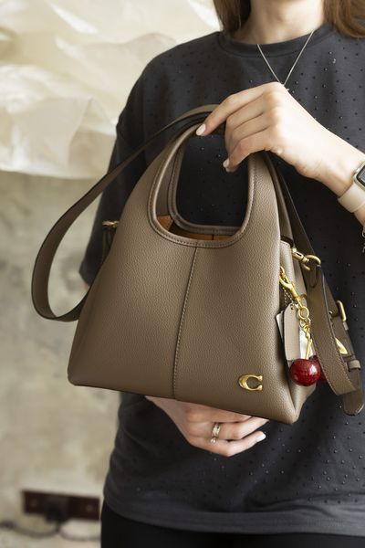 Сумка Coach Lana Shoulder Bag in Polished Pebble Leather Dark Stone 0511 фото