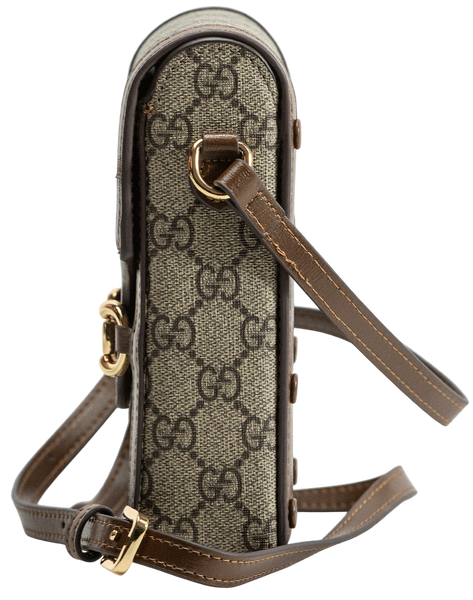 Сумка Gucci Horsebit 1955 Mini Bag in Brown/Beige GG Supreme Canvas/Gold Hardware 136 фото