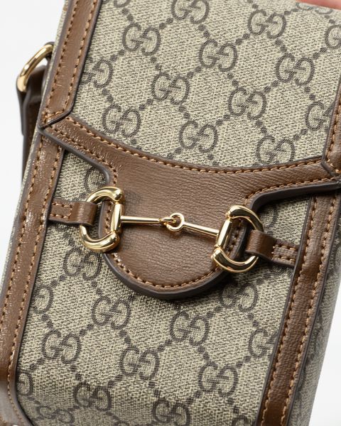 Сумка Gucci Horsebit 1955 Mini Bag in Brown/Beige GG Supreme Canvas/Gold Hardware 136 фото