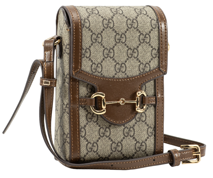 Сумка Gucci Horsebit 1955 Mini Bag in Brown/Beige GG Supreme Canvas/Gold Hardware 136 фото