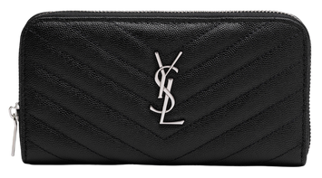 Гаманець Saint Laurent Plain Leather Long Wallet Black/Silver 88163 фото