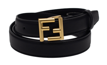 Ремінь Fendi Black Leather Belt with Gold Buckle 66127 фото