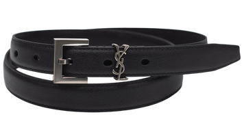 Ремень Saint Laurent Leather Belt 2.0 with Silver Buckle 66125 фото