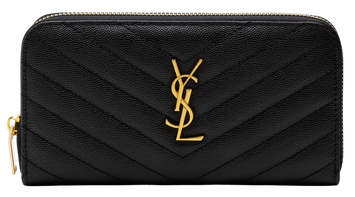 Гаманець Saint Laurent Plain Leather Long Wallet Black/Gold 88163 фото
