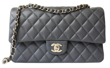 Сумка Chanel Classic Medium Double Flap Bag in Dark Grey Caviar Leather/Gold Hardware 611 фото