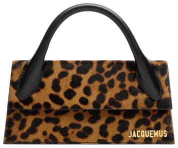 Сумка Jacquemus Le Chiquito Long Leather Top Handle Bag Leopard Brown 99017 фото