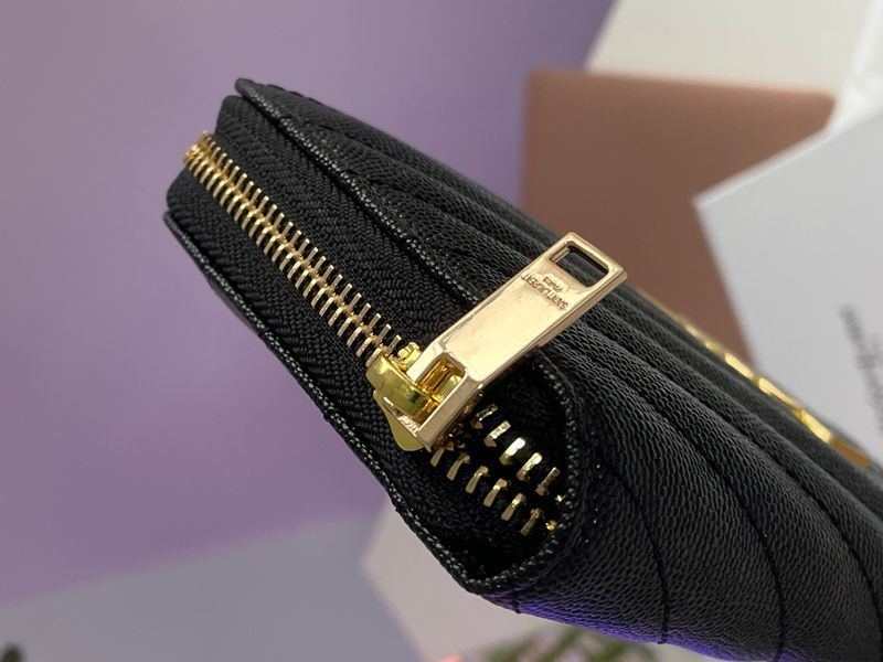 Гаманець Saint Laurent Plain Leather Long Wallet Black/Gold 88163 фото