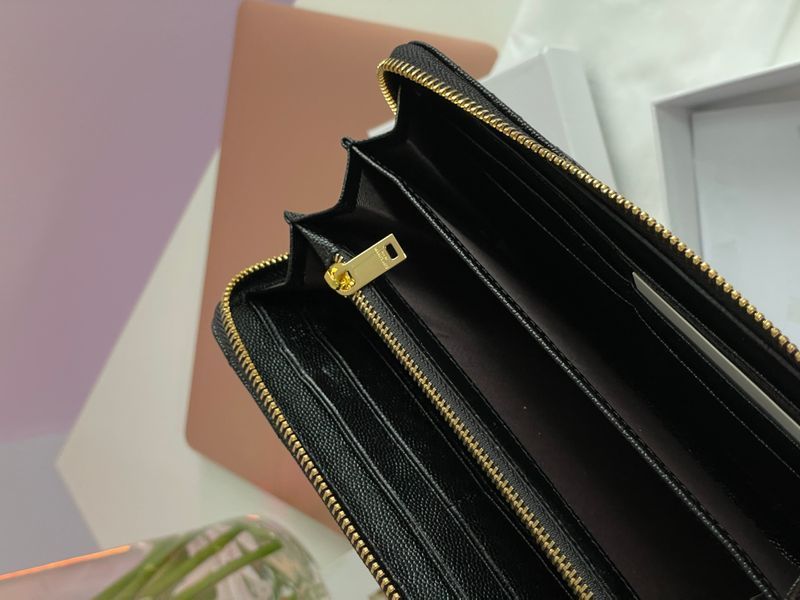 Гаманець Saint Laurent Plain Leather Long Wallet Black/Gold 88163 фото