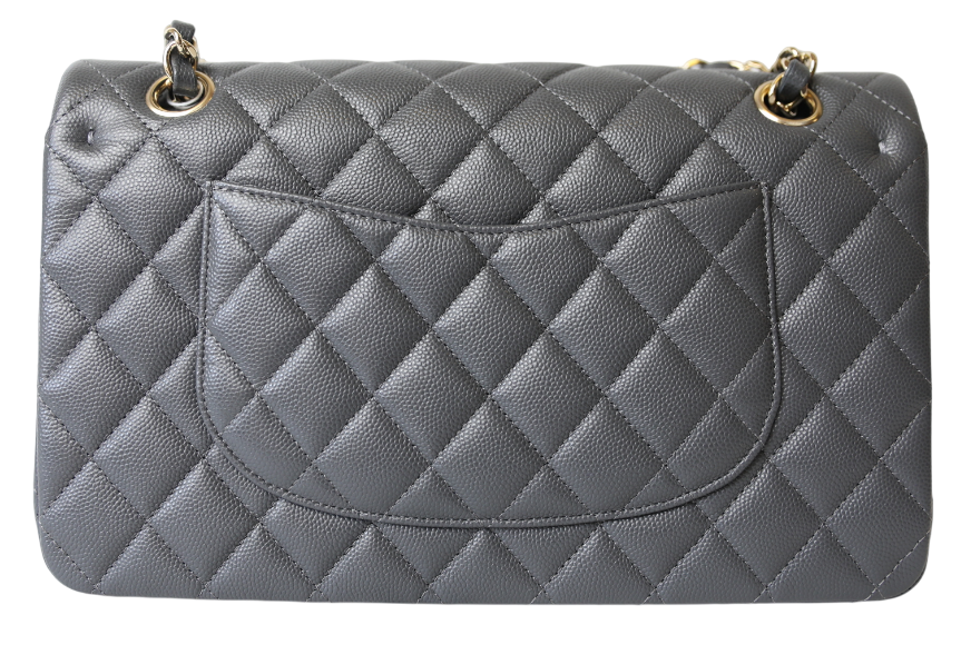 Сумка Chanel Classic Medium Double Flap Bag in Dark Grey Caviar Leather/Gold Hardware 611 фото