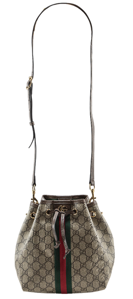 Сумка Gucci Ophidia Small Bucket Bag in Beige and Dark Brown New GG Monogram Coated Canvas 0412 фото