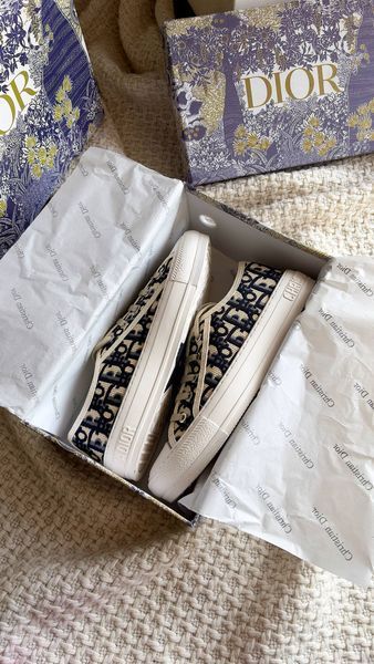 Жіночі кеди Dior Walk'N'Dior Low-Top Sneaker Deep Blue Oblique Embroidered Cotton Premium 37 7652 фото