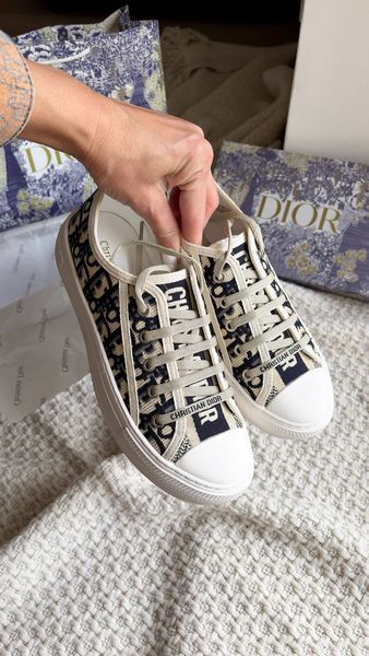 Жіночі кеди Dior Walk'N'Dior Low-Top Sneaker Deep Blue Oblique Embroidered Cotton Premium 37 7652 фото