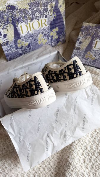 Жіночі кеди Dior Walk'N'Dior Low-Top Sneaker Deep Blue Oblique Embroidered Cotton Premium 37 7652 фото