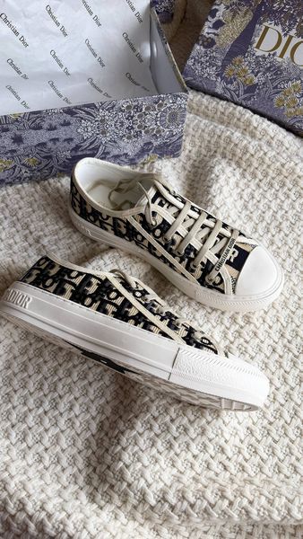 Жіночі кеди Dior Walk'N'Dior Low-Top Sneaker Deep Blue Oblique Embroidered Cotton Premium 37 7652 фото