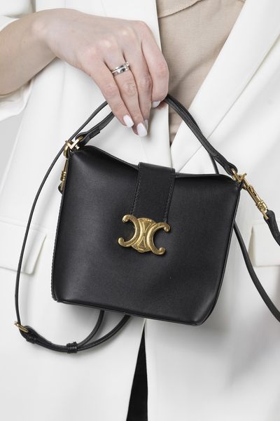 Сумка Celine Louise Small Bucket Bag in Black Smooth Calfskin/Gold Hardware 0423 фото