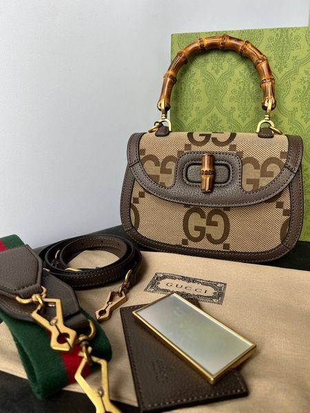 Cумка Gucci Bamboo 1947 Mini Bag in Jumbo GG Canvas 101 фото
