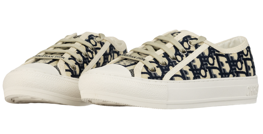 Жіночі кеди Dior Walk'N'Dior Low-Top Sneaker Deep Blue Oblique Embroidered Cotton Premium 37 7652 фото