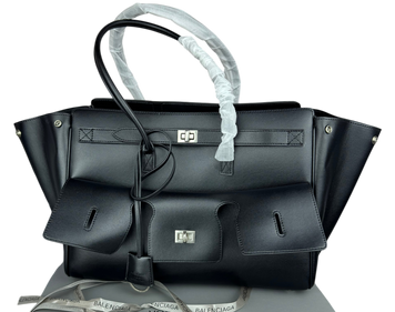 Сумка Balenciaga Bel Air Carry All Bag Medium in Black Smooth Calfskin/Aged-Silver Hardware 18013 фото