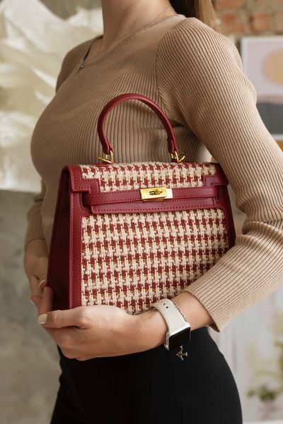 Сумка Hermes Kelly Sellier 25 in Rojo Tweed and Leather/Gold Hardware 135 фото