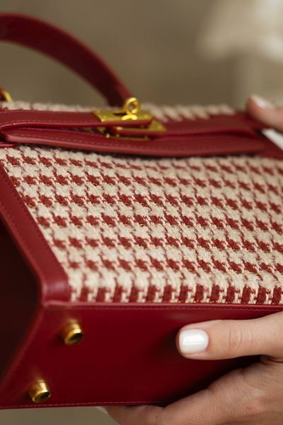 Сумка Hermes Kelly Sellier 25 in Rojo Tweed and Leather/Gold Hardware 135 фото