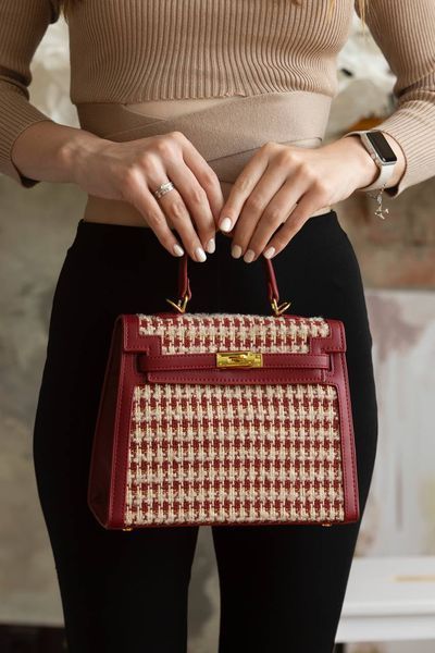 Сумка Hermes Kelly Sellier 25 in Rojo Tweed and Leather/Gold Hardware 135 фото