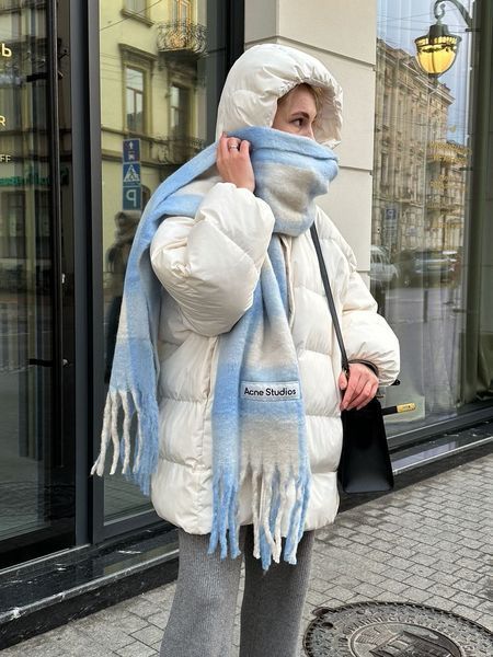 Шарф Acne Studio Mohair Checked Scarf White/Grey/Blue 55005 фото