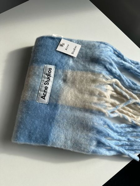 Шарф Acne Studio Mohair Checked Scarf White/Grey/Blue 55005 фото