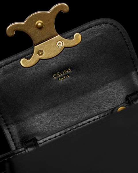 Сумка Celine Triomphe Mini Claude Crossbody Bag in Black Shiny Calfskin/Gold Hardware 99515 фото