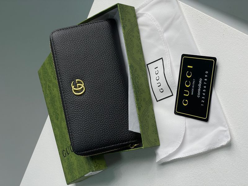 Гаманець Gucci Marmont Zipper Wallet Black/Gold 88147 фото