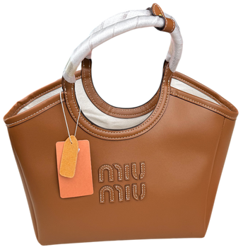 Сумка Miu Miu Ivy Small Tote Bag in Caramel Leather 99863 фото
