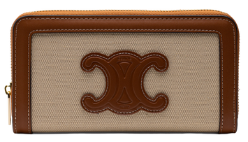 Гаманець Celine Zipped Wallet Cuir Triomphe in Textile and Calfskin Natural/Tan 88156 фото