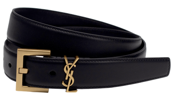 Ремінь Saint Laurent Cassandre Belt in Black Leather/Gold Buckle 66119 фото