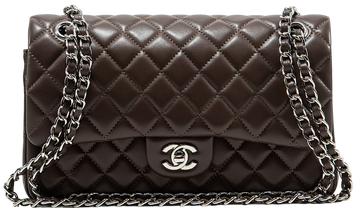 Сумка Chanel Classic 2.55 Medium Double Flap in Chocolate Leather/Silver Hardware 139 фото