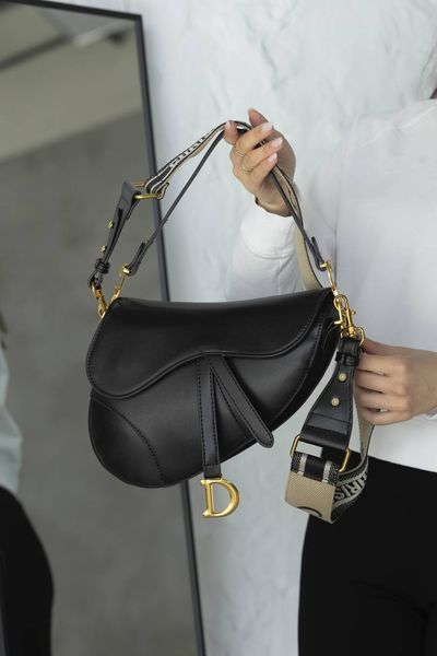 Сумка Dior Saddle Bag with Strap in Black Ultra Matte Calfskin 0376 фото